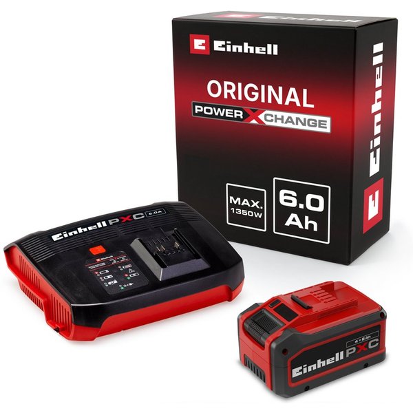Einhell 18V 4-6Ah & 6A Boostcharger Akku-Ladestation (Packung, 2-tlg., inkl. Akku)