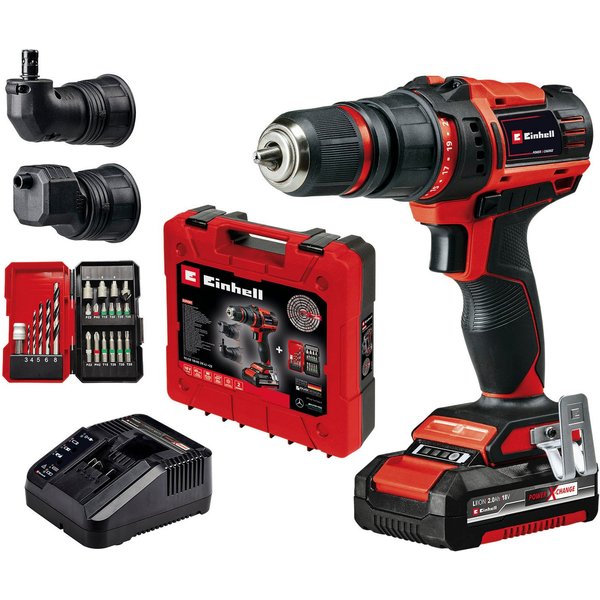 Einhell Akku-Bohrschrauber TE-CD 18/45 3X-Li +22, max. 1600 U/min, Power X-Change, inkl. Akku 18V/2,0Ah, Ladegerät, Zubehör, Koffer