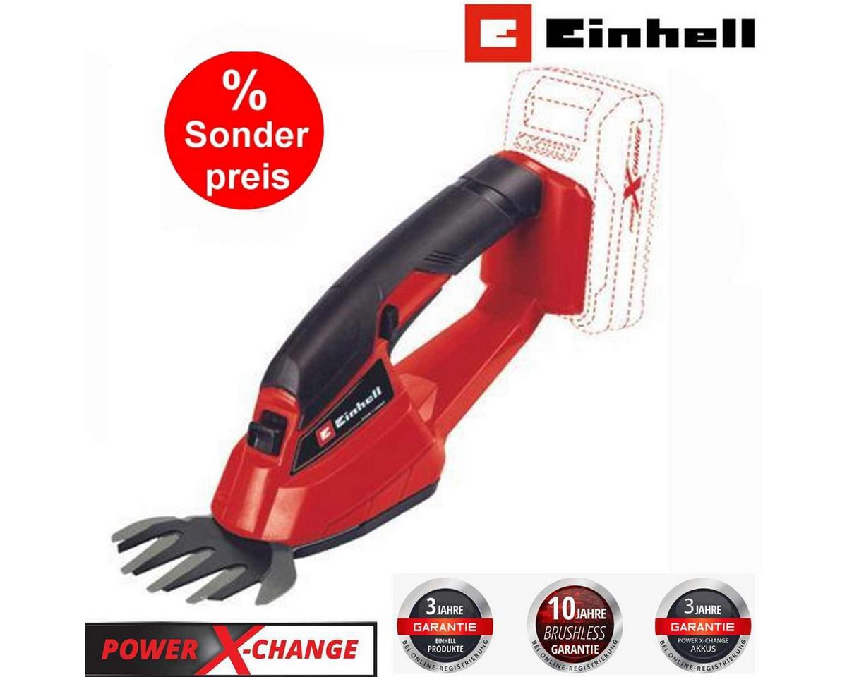 Einhell Akku-Gras- und Strauchscherenset Akku Grasschere GC-AGS 18 Li- 18V,ohne Akku, Ladegerät X-Change – Bild 2 von 5