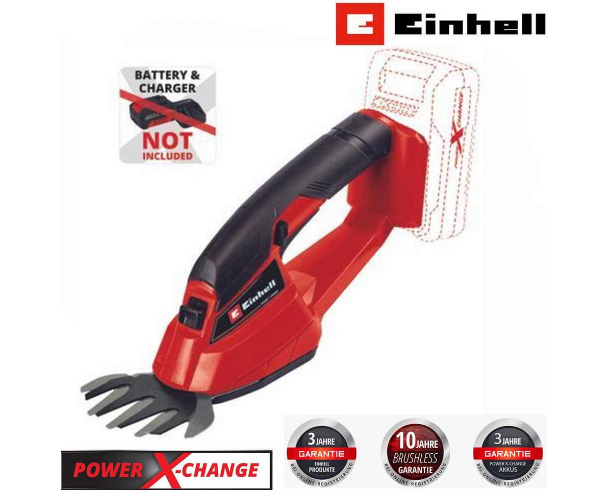 Einhell Akku-Gras- und Strauchscherenset Akku Grasschere GC-AGS 18 Li- 18V,ohne Akku, Ladegerät X-Change – Bild 3 von 5
