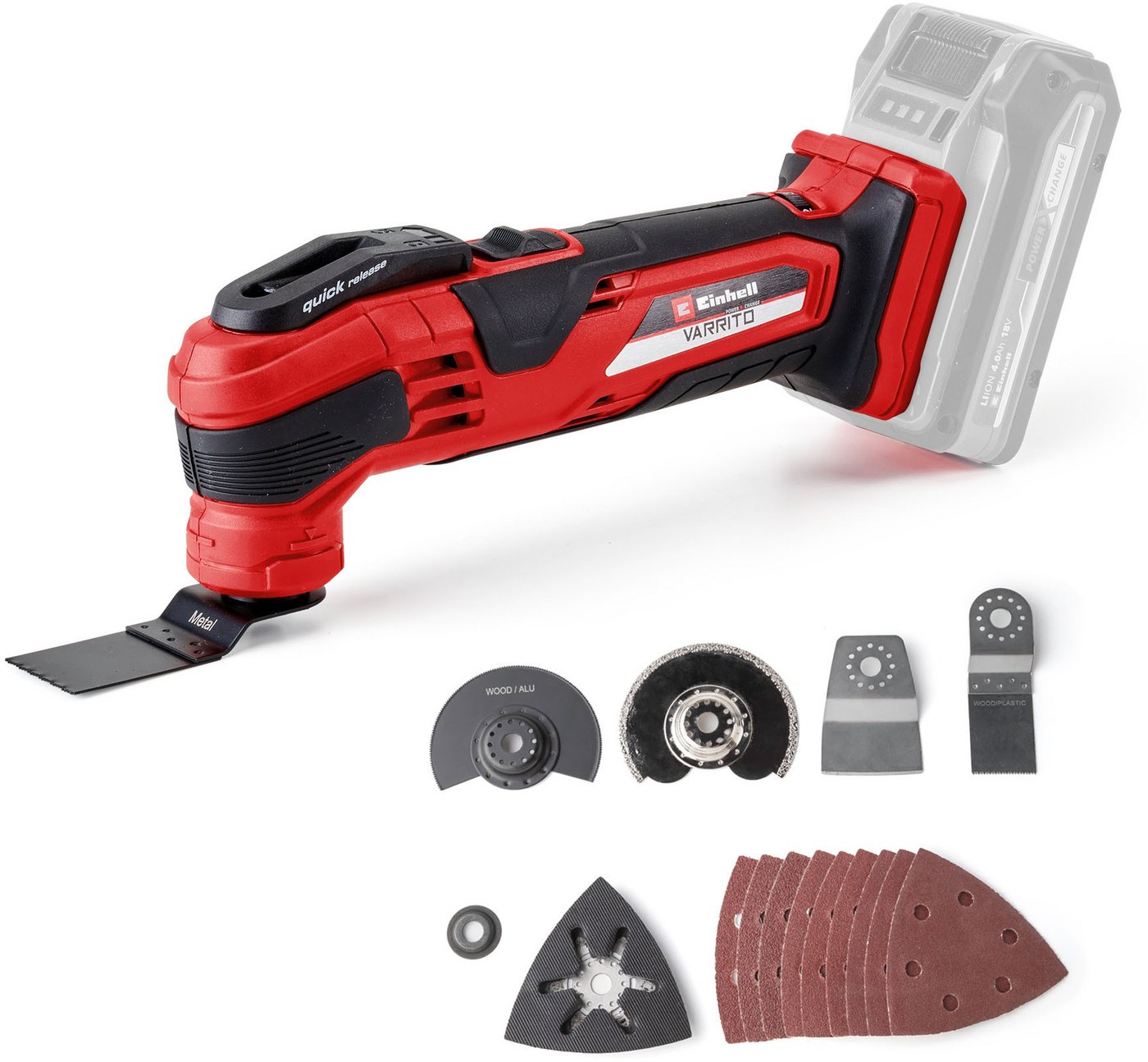 Einhell Akku-Multifunktionswerkzeug VARRITO, 18 V, Power X-Change, Inkl. Akku, Zubehör und Aufbewahrungskoffer – Bild 2 von 5