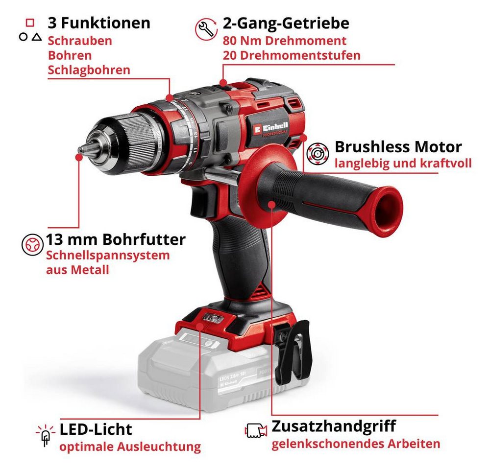 Einhell Akku-Schrauber TP-CD 18/80 Li-i Set Akku-Schlagbohrschrauber 4 Ah Li-Ion inkl. Akku, inkl. Akku, inkl. Ladegerät, inkl. Koffer – Bild 3 von 5