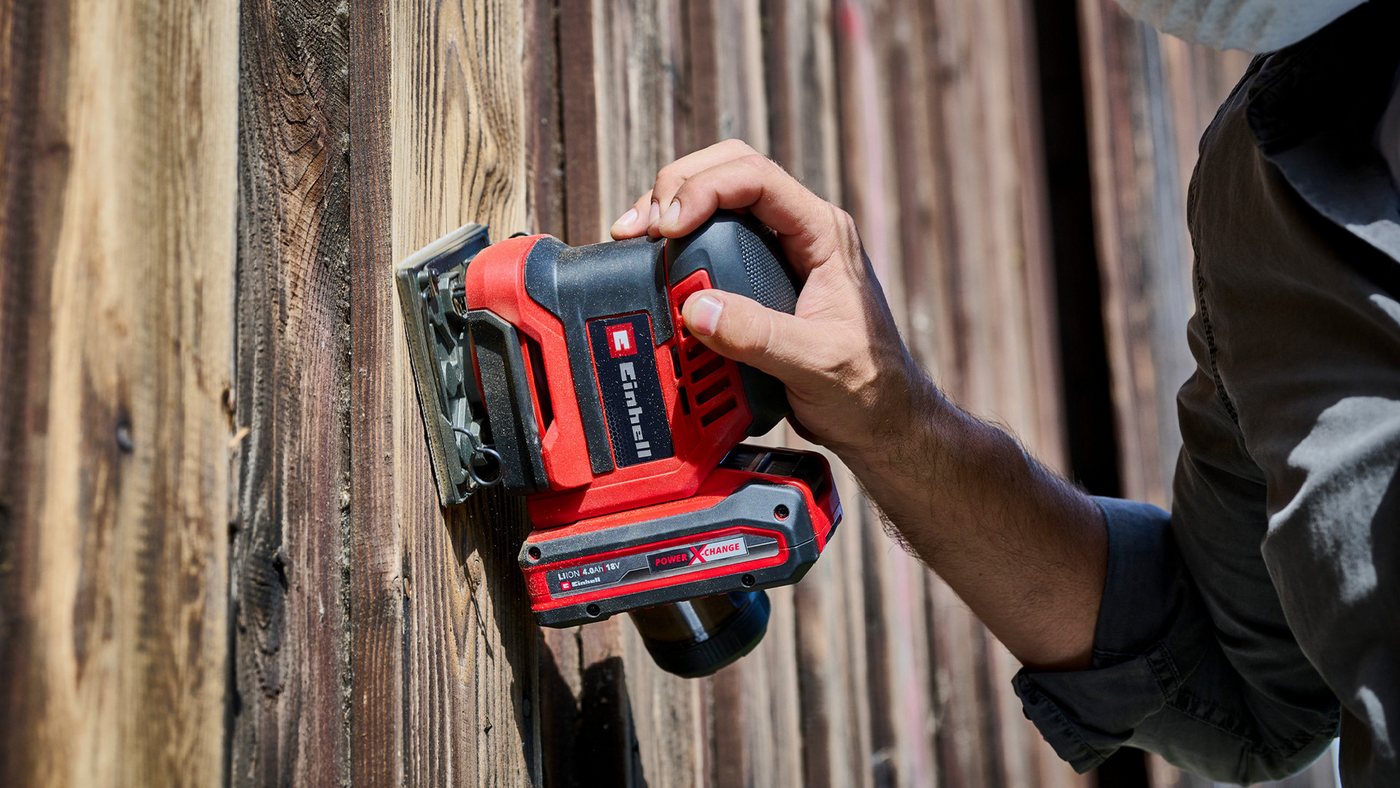 Einhell Akku-Schwingschleifer Faustschleifer TE-OS 18/113 3X Li - Solo, 22000 U/min, mit Aufbewahrungstasche und 3x Schleifpapier, ohne Akku und Ladegerät – Bild 2 von 5