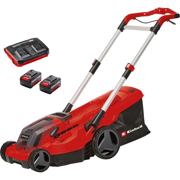 Einhell Akkurasenmäher GP-CM 36/450 (2x 4,0Ah), 38 cm Schnittbreite, 1x Akku-Rasenmäher, 2x 4,0 Ah Akku, Twincharger, Mulchkeil