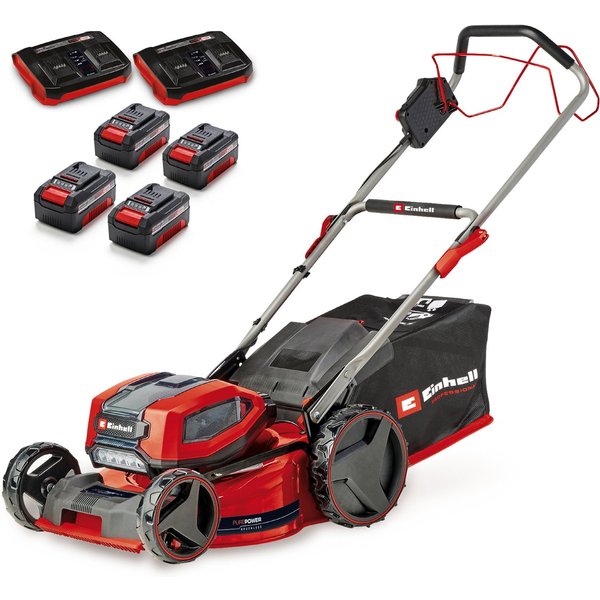 Einhell Akkurasenmäher GP-CM 36/47 S Li BL (4x4,0Ah), 47 cm Schnittbreite, 4 x 4 Ah Akku und 2 Twincharger