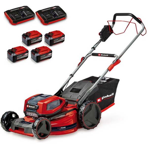 Einhell Akkurasenmäher GP-CM 36/52 S Li BL (4x5,2Ah), 52 cm Schnittbreite, 4 x 5,2 Ah Plus Akkus und 2 Twincharger