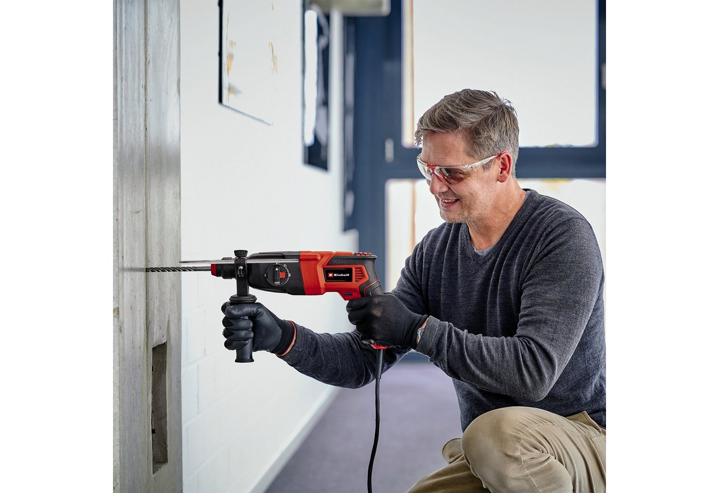 Einhell Bohrhammer TC-RH 620 4F, 220-240 V, max. 1250 U/min, Bohren, Hammerbohren, Meißeln mit und ohne Fixierung, inkl. Koffer – Bild 2 von 5