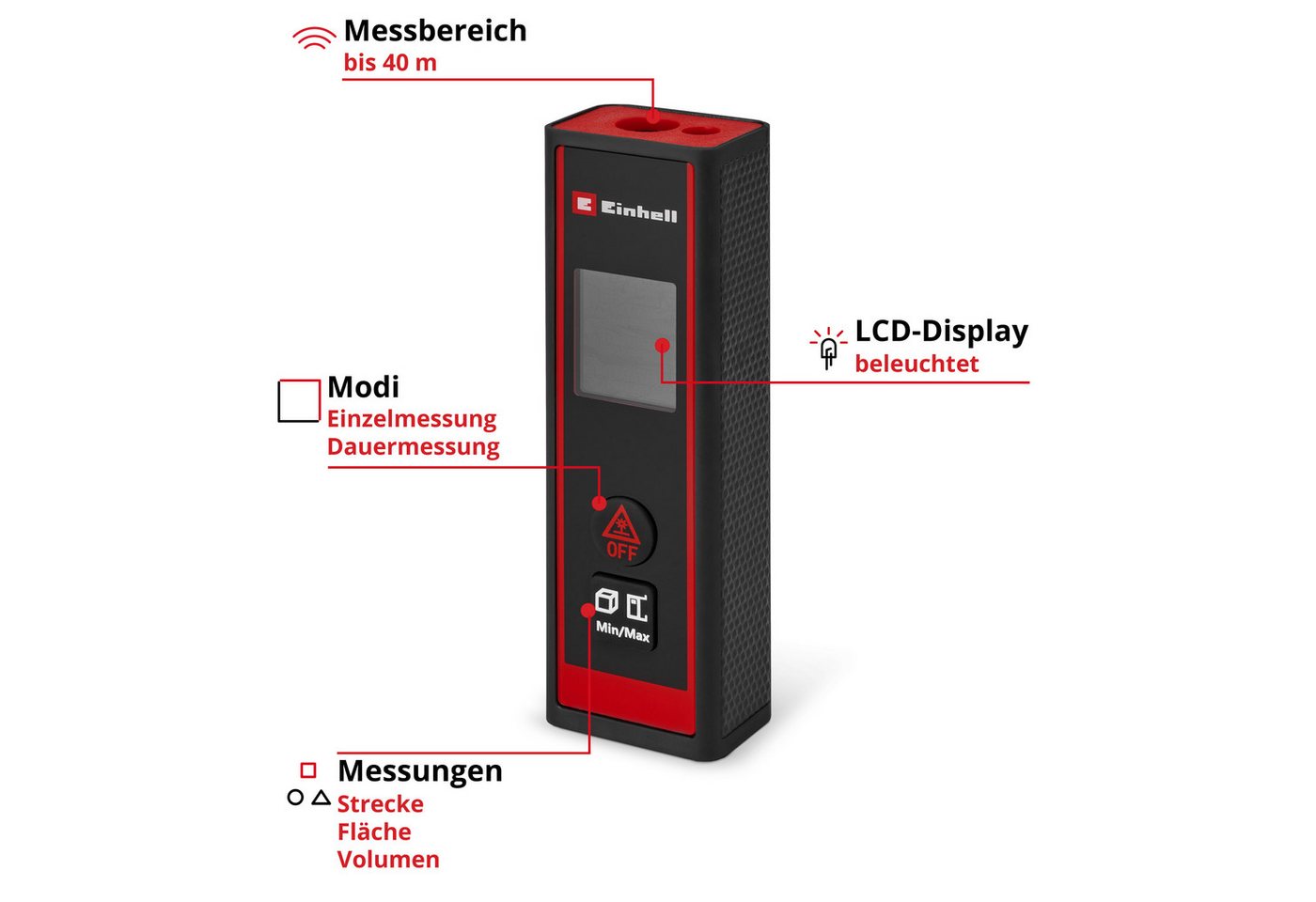Einhell Lasermessgerät Laser-Distanzmesser TC-LD 40 R – Bild 2 von 5