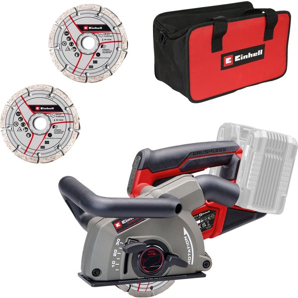 Einhell Mauernutfräse TP-MA 36/30 Li BL - Solo, mit 2 Diamant Trennscheiben und Tragetasche, ohne Akku und Ladegerät