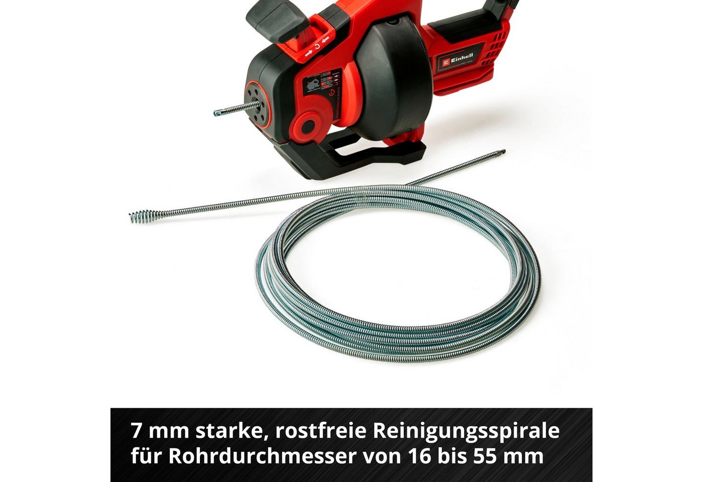 Einhell Rohrreinigungsspirale Power X-Change TE-DA 18/760 Li Solo, L: 7,6 cm, ∅ 7 mm, Power X-Change, ohne Akku und Ladegerät – Bild 3 von 5