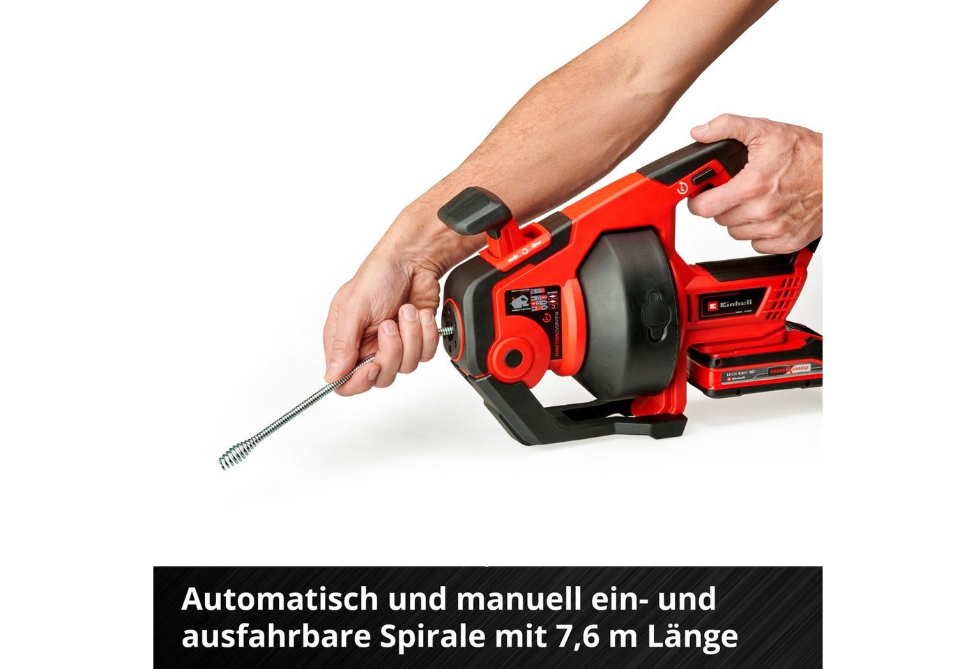 Einhell Rohrreinigungsspirale Power X-Change TE-DA 18/760 Li Solo, L: 7,6 cm, ∅ 7 mm, Power X-Change, ohne Akku und Ladegerät – Bild 5 von 5