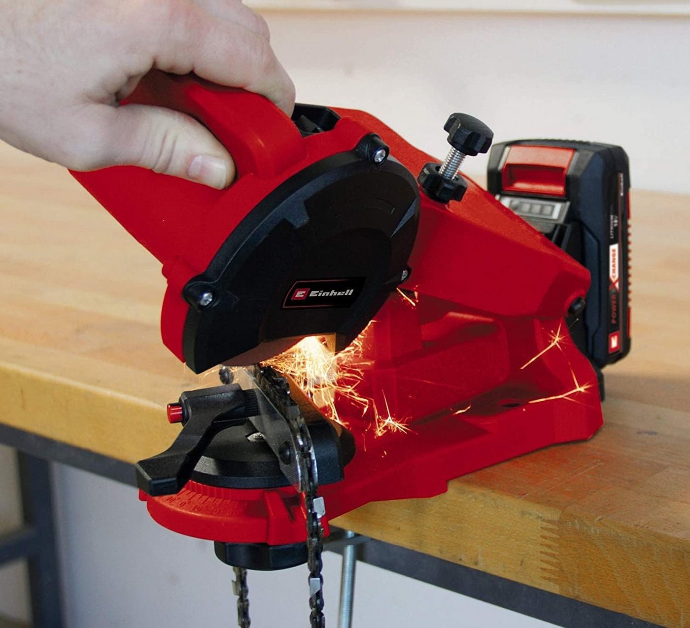 Einhell Sägekettenschärfgerät Akku-Sägekettenschärfgerät GE-CS 18 Li – Solo 18V – Bild 4 von 5