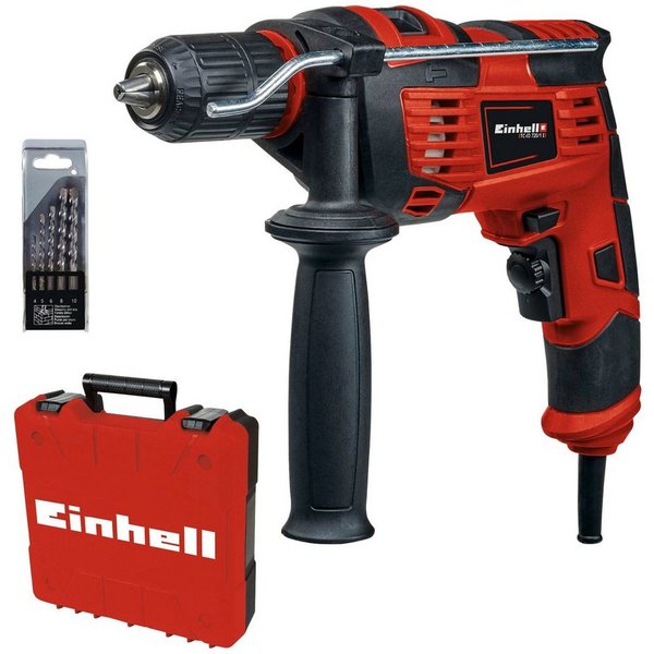 Einhell Schlagbohrmaschine TC-ID 720/1 E Kit, (Set, 3-tlg), inkl. Koffer für universelle Aufbewahrung von Werkzeug und Zubehör