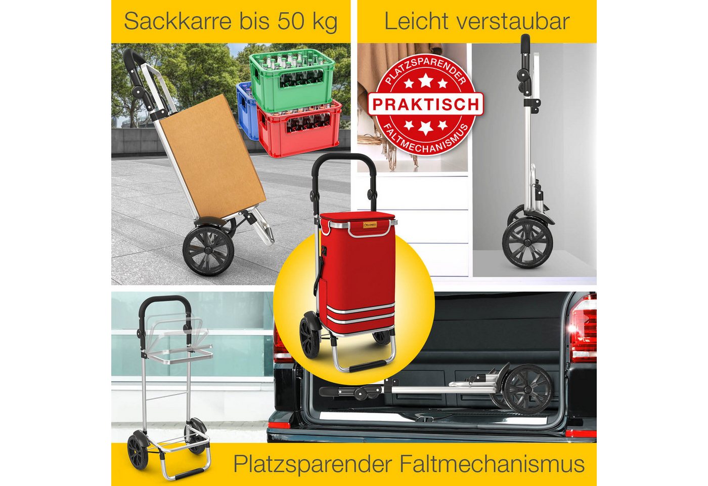 ELONEO Einkaufstrolley ELONEO Einkaufstrolley, 3in1, klappbar, Mit HängFix zum Anhängen an den Einkaufswagen – Bild 2 von 5