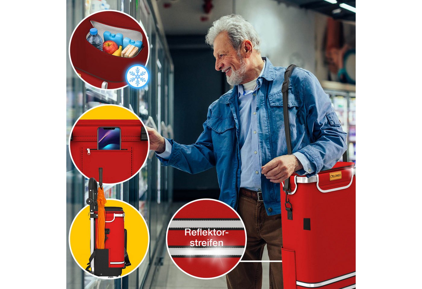 ELONEO Einkaufstrolley ELONEO Einkaufstrolley, 3in1, klappbar, Mit HängFix zum Anhängen an den Einkaufswagen – Bild 5 von 5