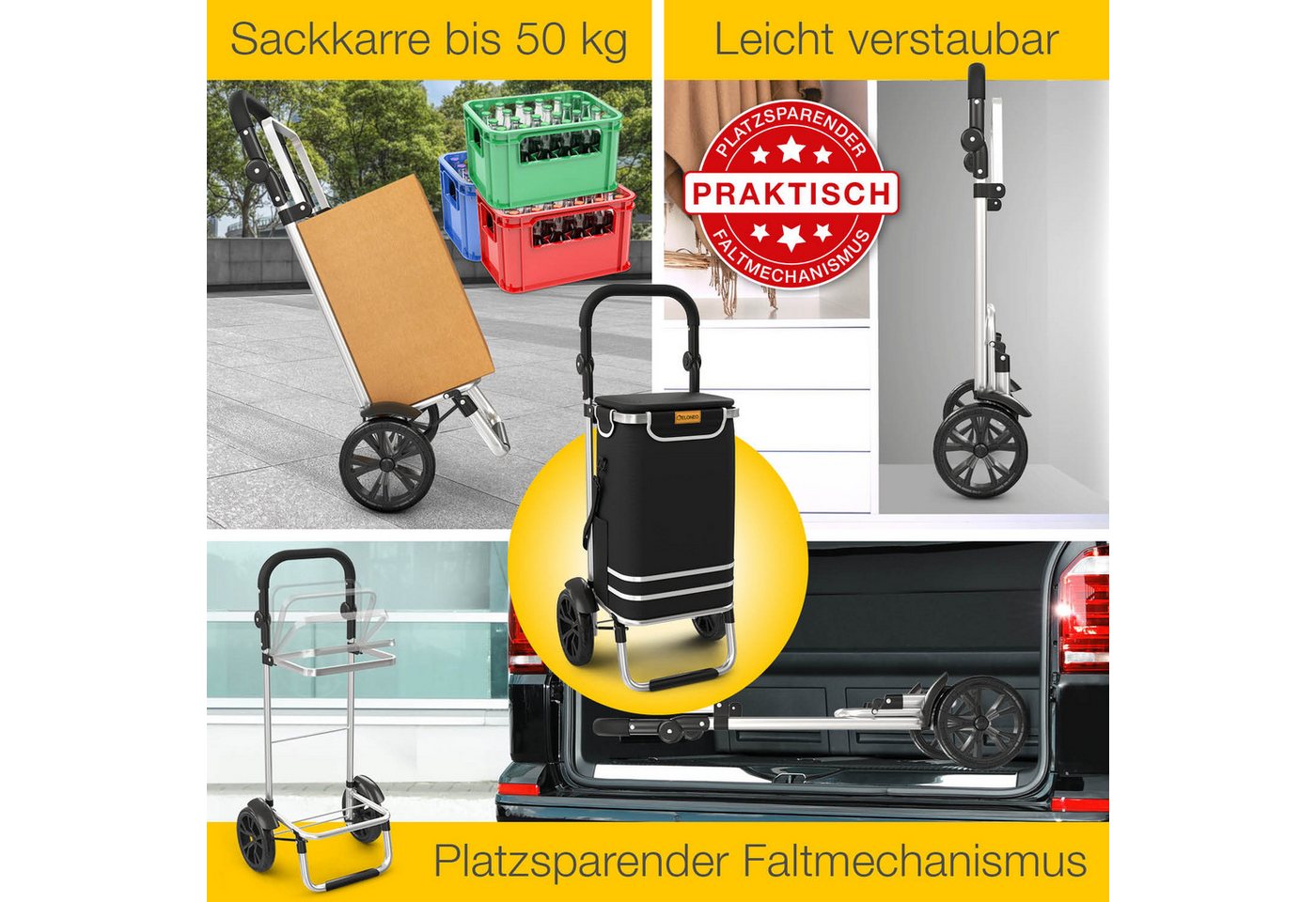 ELONEO Einkaufstrolley ELONEO Einkaufstrolley, 3in1, klappbar, Mit HängFix zum Anhängen an den Einkaufswagen – Bild 2 von 5