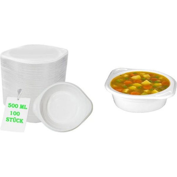 Lauroo Einwegschale Lauroo Suppenterrinen, Suppenschalen, - 500 ml weiß - 100 Stück, (100-tlg)