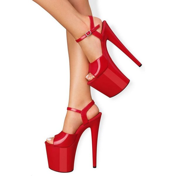 EIS EIS Absatzschuhe, Plateau-Sandalette, rote High Heels, verführerisch T-Strap-Zehentrenner glänzende Optik, mit Pfennigabsatz