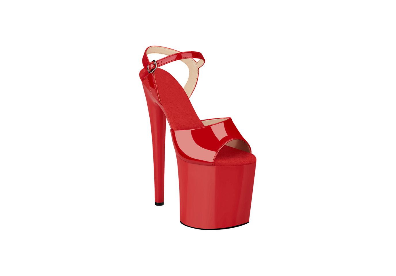 EIS EIS Absatzschuhe, Plateau-Sandalette, rote High Heels, verführerisch T-Strap-Zehentrenner glänzende Optik, mit Pfennigabsatz – Bild 5 von 5