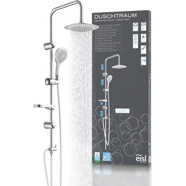 Eisl Duschsystem DUSCHTRAUM, Höhe 100,5 cm, 4 Strahlart(en), 3-fach verstellbare Wellness Handbrause mit Antikalk-Noppen