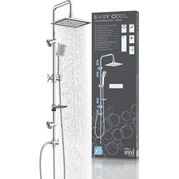 Eisl Duschsystem EASY COOL, Höhe 95 cm, Regendusche ohne Armatur, Duschsystem mit Seifenschale, Duschbrause