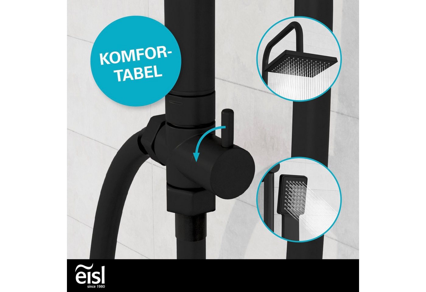 Eisl Duschsystem EASY ENERGY, Höhe 97 cm, 2 Strahlart(en), 1 tlg., Höhenverstellbar / Antikalk-Noppen / Edelstahl – Bild 4 von 5