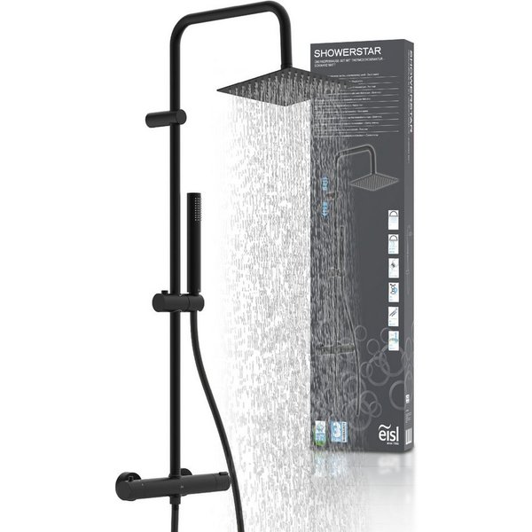 Eisl Duschsystem SHOWERSTAR, Höhe 96 cm, 1 Strahlart(en), Komplett-Set, Regendusche 20x20cm, Umsteller, Antikalk, Höhenverstellbar, Thermostat