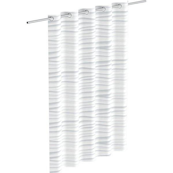 Eisl Duschvorhang White Wave Breite 180 cm, waschbarer Antischimmel Textil Vorhang (Höhe 200 cm)