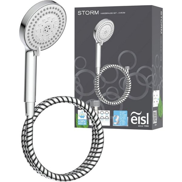 Eisl Handbrause STORM, wassersparend, Antikalk, 7-fach verstellbar, Wasserstoppfunktion