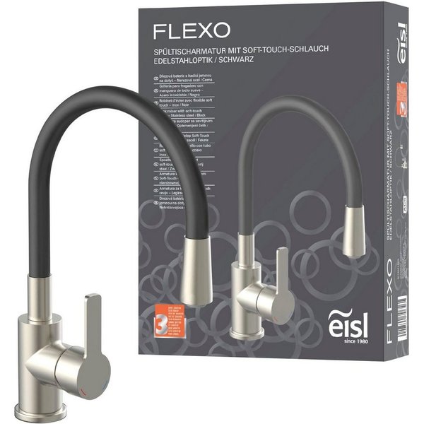 Eisl Spültischarmatur Flexo Küchenarmatur, flexibel, Edelstahl, Soft-Touch, Eco-Click, Cold-Start