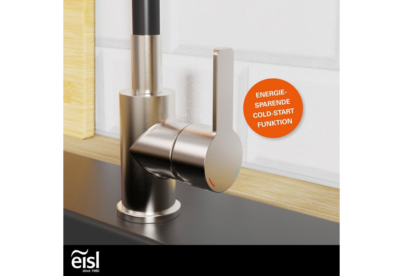 Eisl Spültischarmatur Flexo Küchenarmatur, flexibel, Edelstahl, Soft-Touch, Eco-Click, Cold-Start – Bild 3 von 5