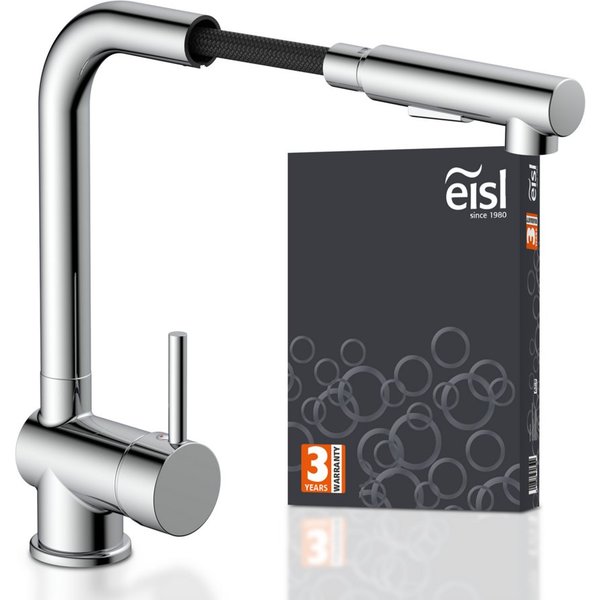 Eisl Spültischarmatur mit Geschirrbrause, Wasserhahn Küche ausziehbar in Chrom