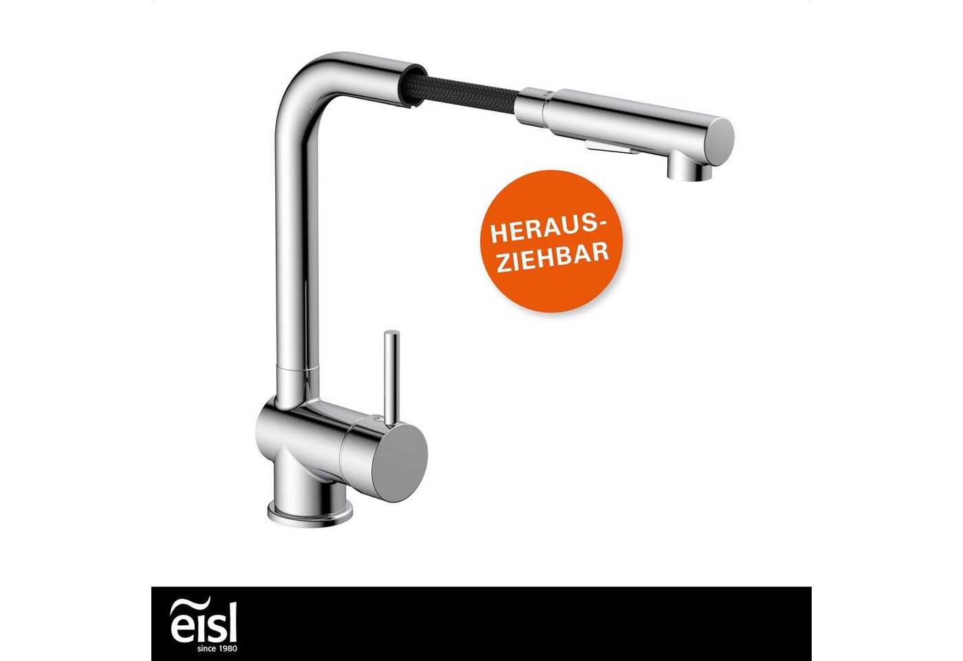 Eisl Spültischarmatur mit Geschirrbrause, Wasserhahn Küche ausziehbar in Chrom – Bild 3 von 5