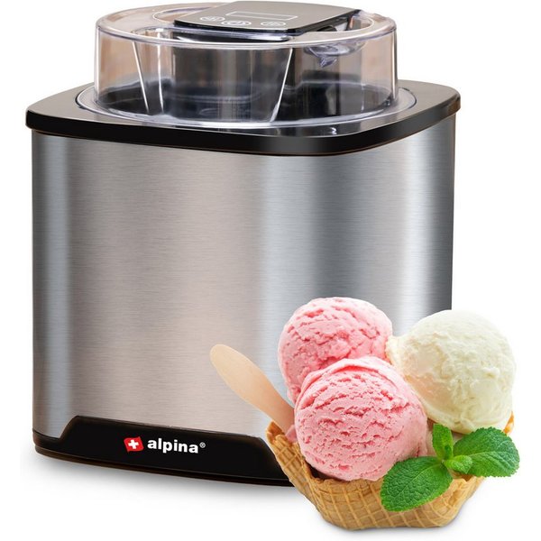 Alpina Eismaschine alpina Eismaschine 2L für Eiscreme, Frozen Joghurt & Sorbet, 12 W
