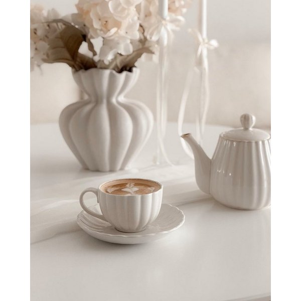 EKA Kaffeeservice Lotus White, 6 Personen, 12-teilig, für 6 Personen