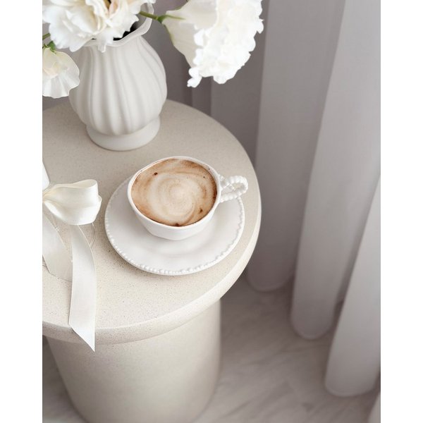 EKA Kaffeeservice Pearl White Kaffeetassen Set (12-tlg), 6 Personen, Porzellan