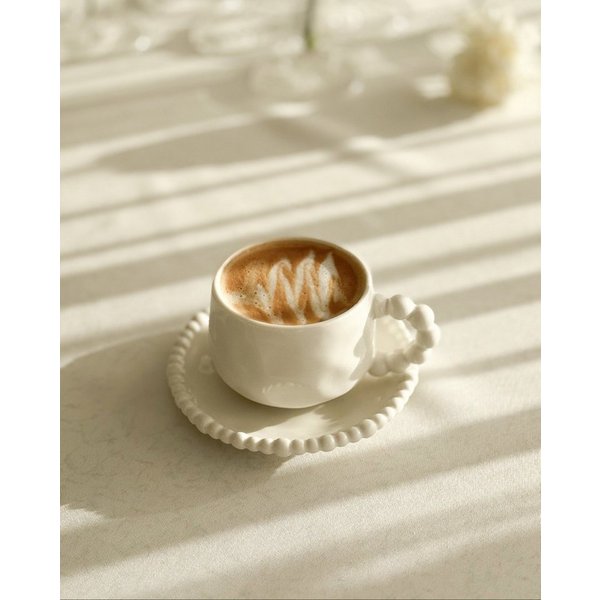 EKA Kaffeeservice Pearly White Kaffeetassen Set (12-tlg), Porzellan