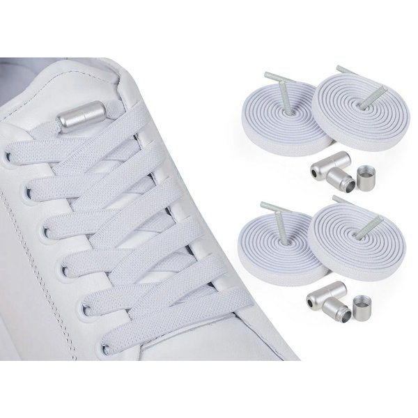 ELANOX Schnürsenkel 4 Stück 8 mm BREIT elastische Schnürsenkel mit Mettalkapseln