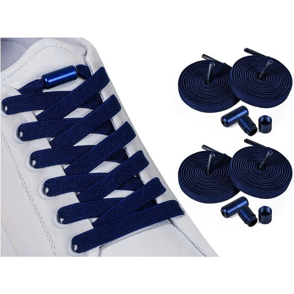 ELANOX Schnürsenkel 4 Stück 8 mm BREIT elastische Schnürsenkel mit Mettalkapseln