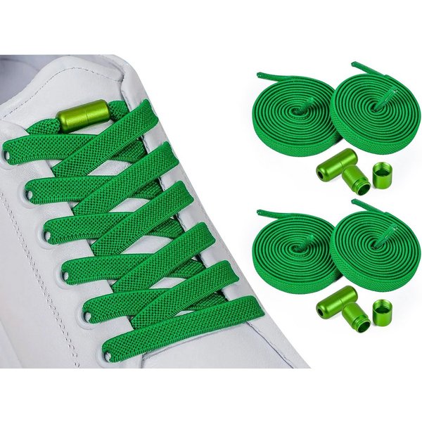 ELANOX Schnürsenkel 4 Stück 8 mm BREIT elastische Schnürsenkel mit Mettalkapseln