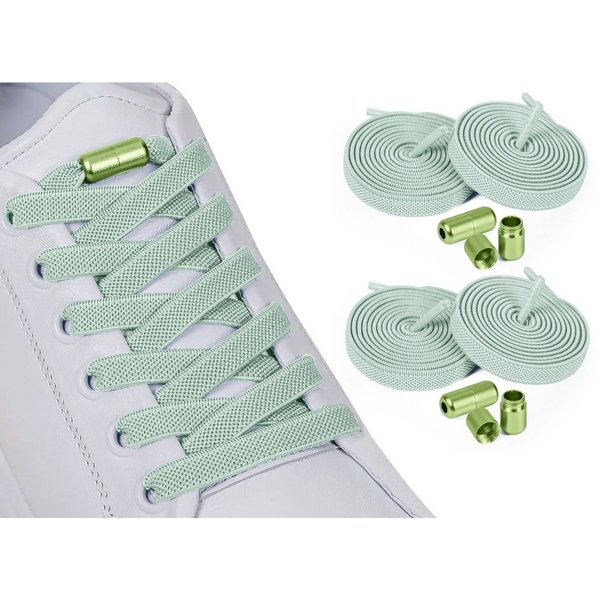 ELANOX Schnürsenkel 4 Stück 8 mm BREIT elastische Schnürsenkel mit Mettalkapseln