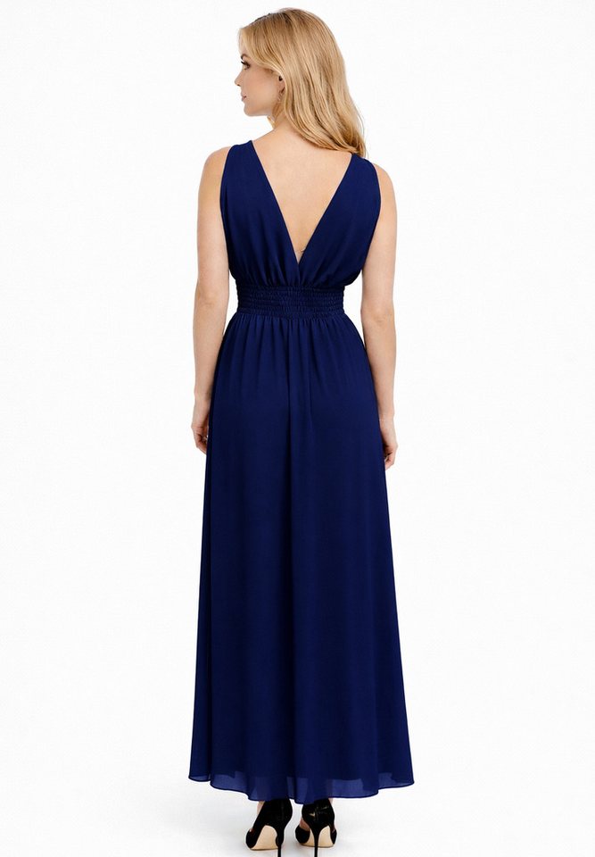 Elara Maxikleid — Damen Abendkleid mit V-Ausschnitt und gesmokter Taille – Maxi Dress – Bild 3 von 3