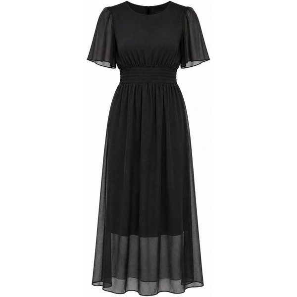 Elara Maxikleid Damen Langkleid mit Smoktaille und Flügelärmeln in A-Linie Smoktaille