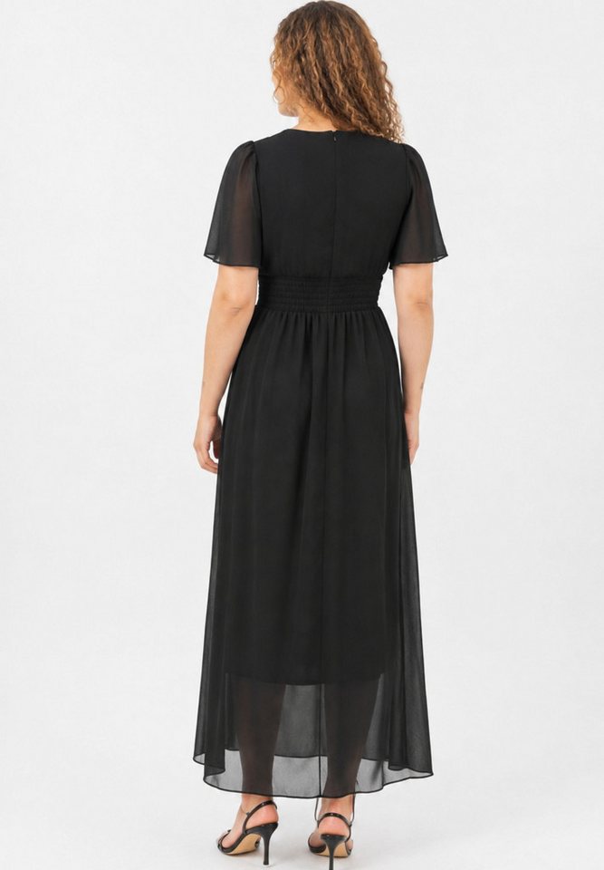 Elara Maxikleid Damen Langkleid mit Smoktaille und Flügelärmeln in A-Linie Smoktaille – Bild 4 von 4