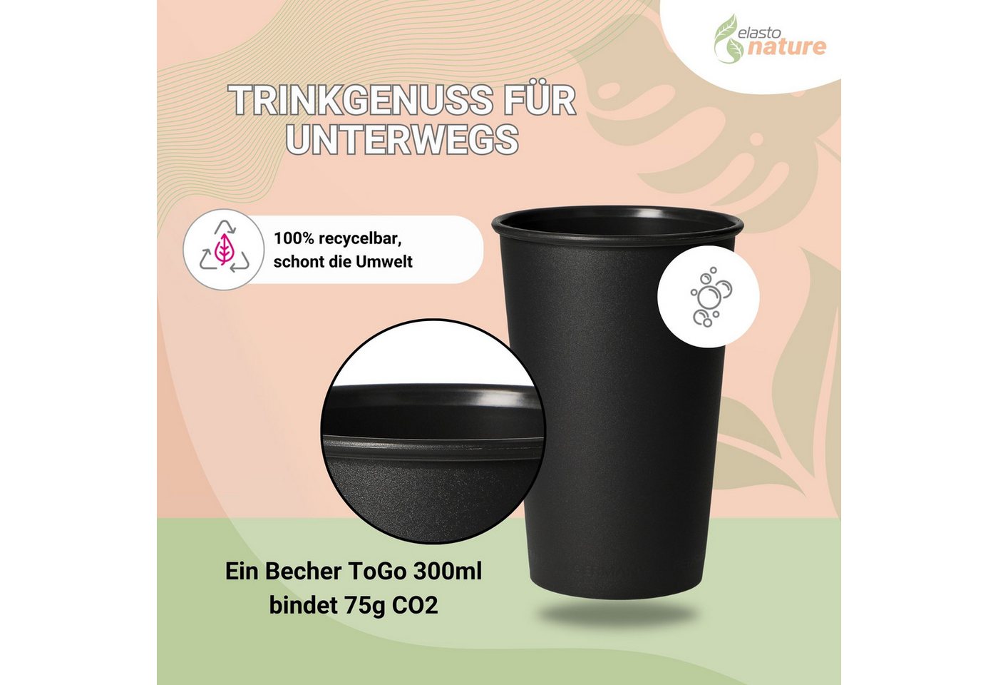 elasto Becher Mehrwegbecher 300 ml – Bild 4 von 5