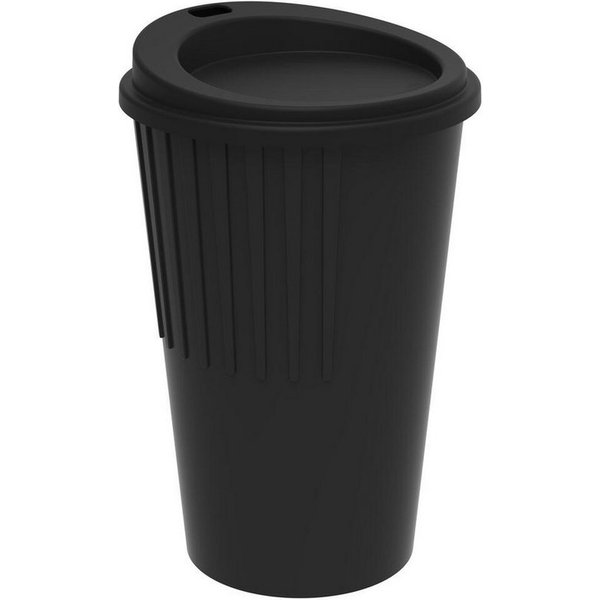 elasto Coffee-to-go-Becher Kaffeebecher 300 ml mit Deckel und Riffel-Optik, Made in Germany, Spülmaschinenfest, Robust, 100% recyclebar, Teebecher