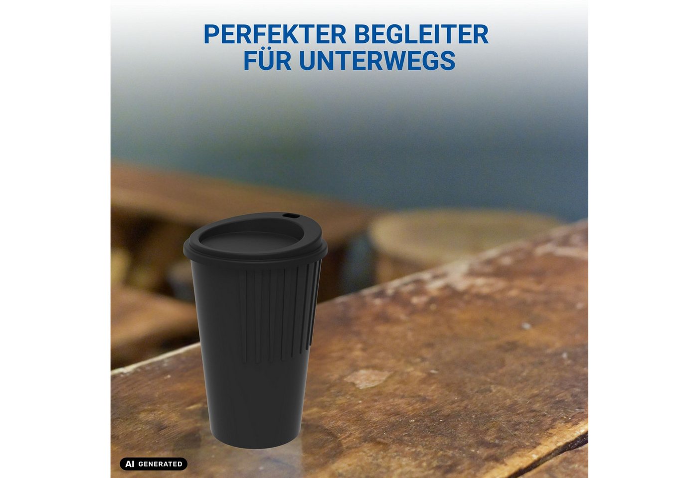 elasto Coffee-to-go-Becher Kaffeebecher 300 ml mit Deckel und Riffel-Optik, Made in Germany, Spülmaschinenfest, Robust, 100% recyclebar, Teebecher – Bild 5 von 5