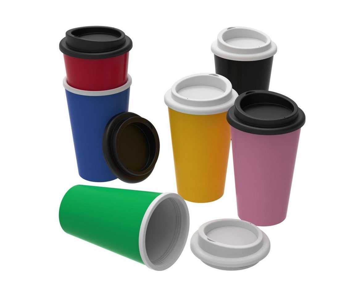 elasto Coffee-to-go-Becher Langlebiger doppelwandiger Kaffeebecher 350 ml mit Deckel, Made in Germany, Auslaufsicher, Sicher verschließbar, 100% recyclebar – Bild 3 von 5