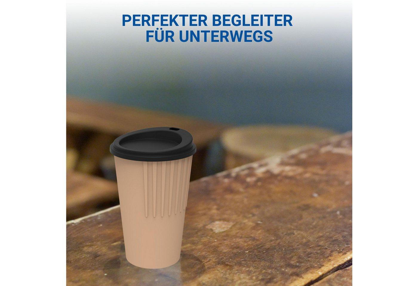 elasto Coffee-to-go-Becher Langlebiger Kaffeebecher 300 ml mit Deckel, Made in Germany, Spülmaschinenfest, Robust, 100% recyclebar, Teebecher – Bild 5 von 5
