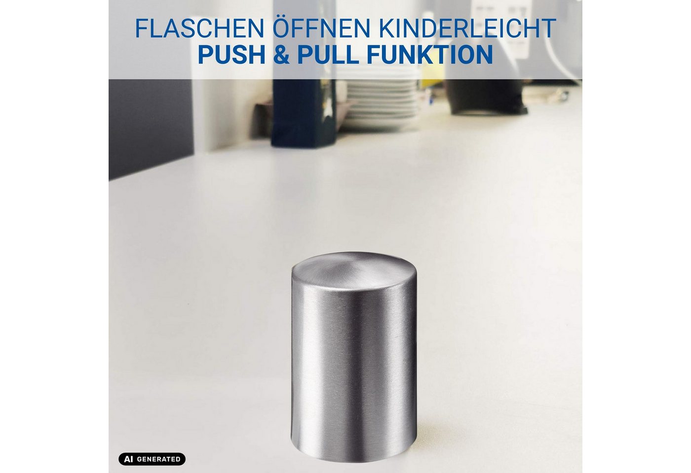 elasto Flaschenöffner Handlicher Kapselheber "Push" aus Aluminium – Bild 4 von 5